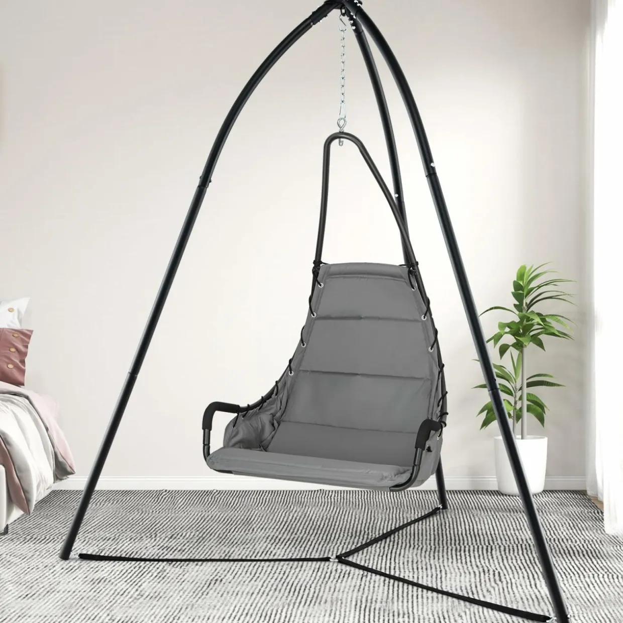 Tangkula Tripod Hammock Chair Stand, Heavy-Duty Metal Hammock Swing Stand for Hanging Chair