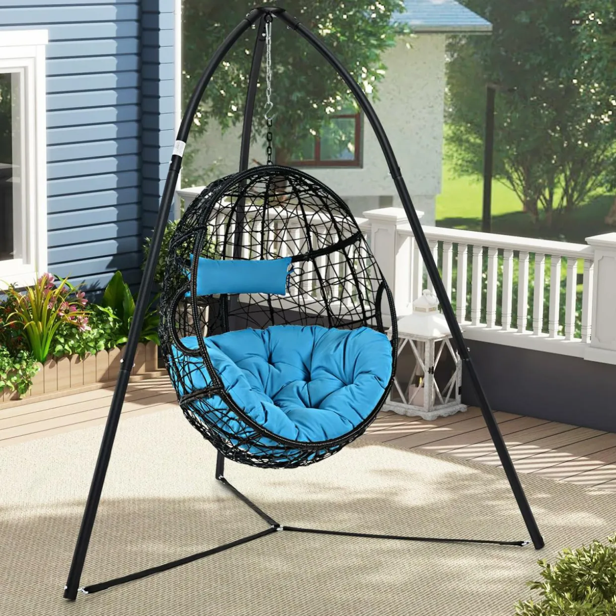 Tangkula Tripod Hammock Chair Stand, Heavy-Duty Metal Hammock Swing Stand for Hanging Chair