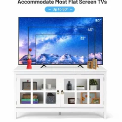 Tangkula TV Stand Cabinet, Modern Wood Large Wide Entertainment Center for TV up to 50