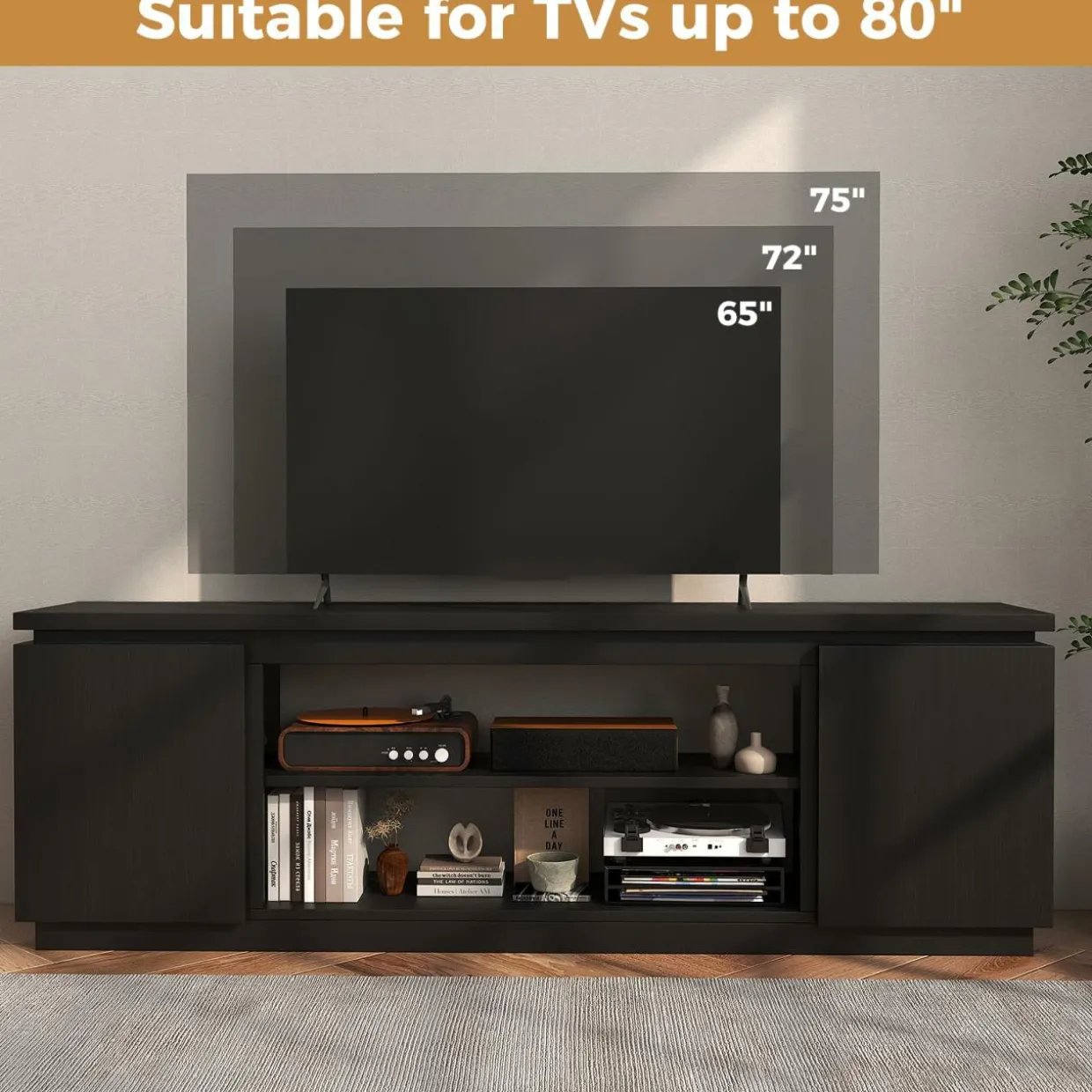 Tangkula TV Stand for 75 80 inch TV