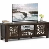 Tangkula TV Stand for 60 Inch TVs, Retro Entertainment Center, TV Console Cabinet w/Open Shelf & Drawer & Cable Hole