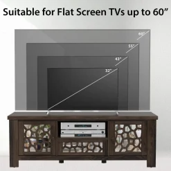 Tangkula TV Stand for 60 Inch TVs, Retro Entertainment Center, TV Console Cabinet w/Open Shelf & Drawer & Cable Hole