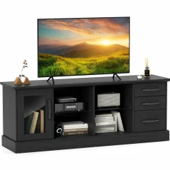 Tangkula TV Stand for 73-Inch TVs, 63” Media Console Table with 3 Drawers