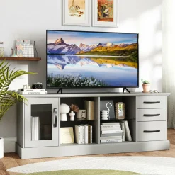 Tangkula TV Stand for 73-Inch TVs, 63” Media Console Table with 3 Drawers