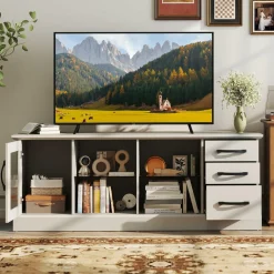 Tangkula TV Stand for 73-Inch TVs, 63” Media Console Table with 3 Drawers
