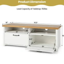 Tangkula TV Stand for 48-Inch TV, Modern TV Console Table with 2 Open Shelves & 2 Enclosed Cabinets
