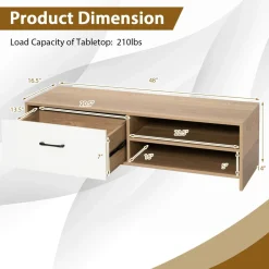 Tangkula TV Stand for 55-Inch TV, TV Console Table with 2 Open Shelf & Drawer