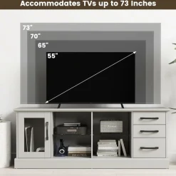 Tangkula TV Stand for 73-Inch TVs, 63” Media Console Table with 3 Drawers