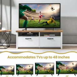 Tangkula TV Stand for 48-Inch TV, Modern TV Console Table with 2 Open Shelves & 2 Enclosed Cabinets