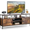 Tangkula TV Stand for TVs up to 65"- 58"TV Console Table w/Side Cabinets & Adjustable Shelf