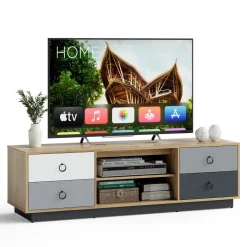 Tangkula TV Stand for TVs up to 60 Inch, TV Cabinet Entertainment Center for Living Room, 55 x 16 x 16.5 Inch