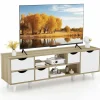 Tangkula TV Stand for TVs up to 55”, Mid Century Modern TV Console Table w/Storage, Television Cabinet w/ 4 Drawers & 2 Open Shelves