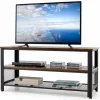 Tangkula TV Stand for TVs up to 50 Inch, 3-Tier Console Table, Entertainment Center with Open Storage Shelves