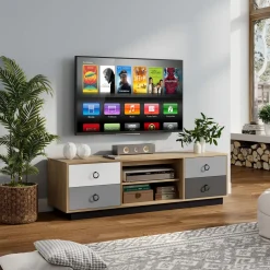 Tangkula TV Stand for TVs up to 60 Inch, TV Cabinet Entertainment Center for Living Room, 55 x 16 x 16.5 Inch