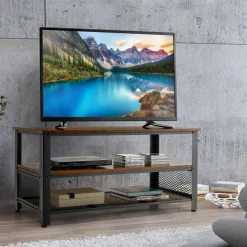 Tangkula TV Stand for TVs up to 50 Inch, 3-Tier Console Table, Entertainment Center with Open Storage Shelves