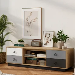 Tangkula TV Stand for TVs up to 60 Inch, TV Cabinet Entertainment Center for Living Room, 55 x 16 x 16.5 Inch