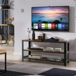 Tangkula TV Stand for TVs up to 50 Inch, 3-Tier Console Table, Entertainment Center with Open Storage Shelves