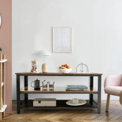 Tangkula TV Stand for TVs up to 50 Inch, 3-Tier Console Table, Entertainment Center with Open Storage Shelves