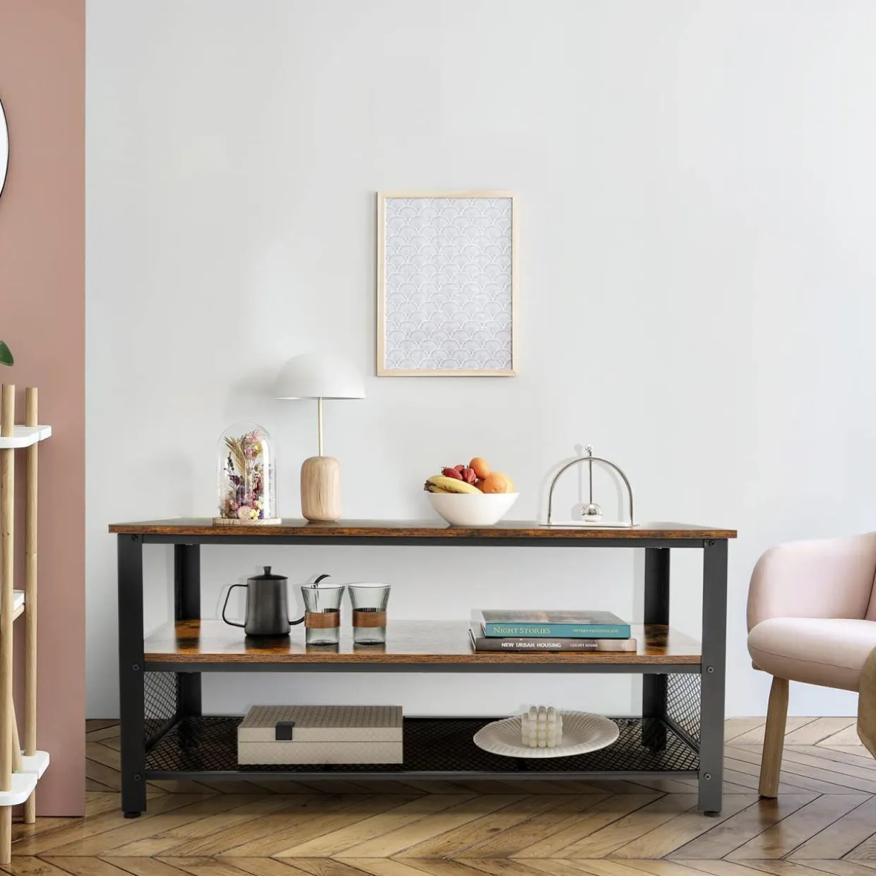 Tangkula TV Stand for TVs up to 50 Inch, 3-Tier Console Table, Entertainment Center with Open Storage Shelves