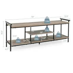 Tangkula TV Stand for TVs up to 60 in, 3-Tier Media Console Table with Storage Shelves, Farmhouse Wooden TV Cabinet