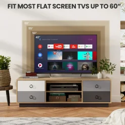 Tangkula TV Stand for TVs up to 60 Inch, TV Cabinet Entertainment Center for Living Room, 55 x 16 x 16.5 Inch