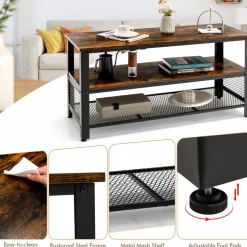 Tangkula TV Stand for TVs up to 50 Inch, 3-Tier Console Table, Entertainment Center with Open Storage Shelves