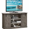 Tangkula TV Stand up to 60 Inches, Farmhouse Wood TV Stand with Sliding Barn Doors