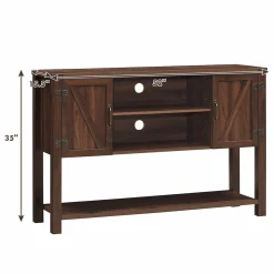 Tangkula TV Stand up to 60 Inches TVs, Modern Entertainment Center Stand with 2 Side Door Cabinets