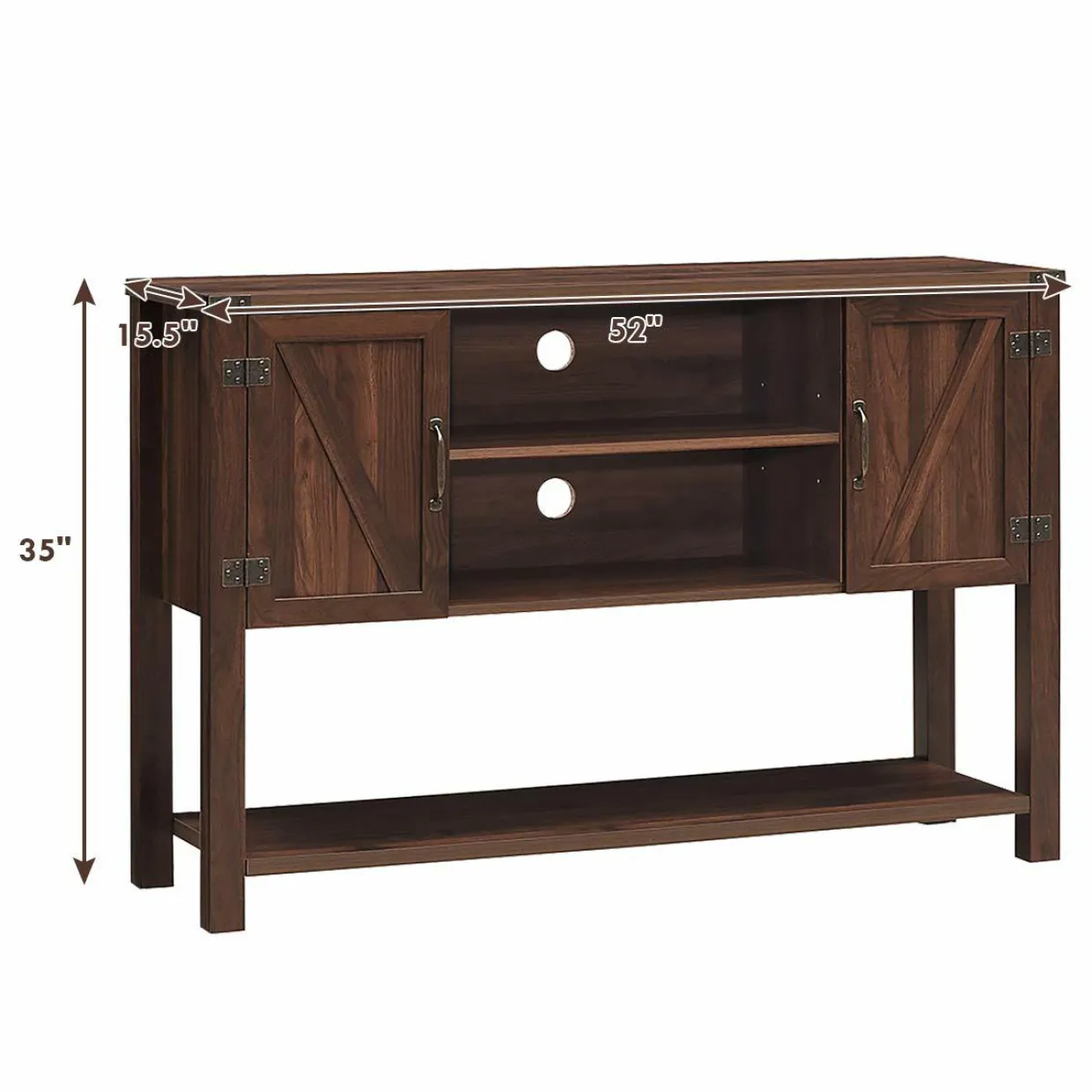 Tangkula TV Stand up to 60 Inches TVs, Modern Entertainment Center Stand with 2 Side Door Cabinets