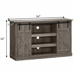 Tangkula TV Stand up to 60 Inches, Farmhouse Wood TV Stand with Sliding Barn Doors