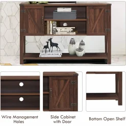 Tangkula TV Stand up to 60 Inches TVs, Modern Entertainment Center Stand with 2 Side Door Cabinets
