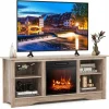 Tangkula TV Stand with 18” Electric Fireplace, for Flat Screen TVs Up to 65” with Adjustable Shelves