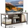 Tangkula TV Stand with Power Outlets, for TVs up to 50 Inch, Industrial TV Console Table