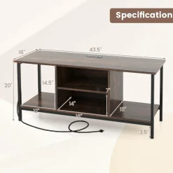 Tangkula TV Stand with Power Outlets, for TVs up to 50 Inch, Industrial TV Console Table