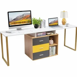 Tangkula Two Person Desk, 87 inch Double Computer Desk