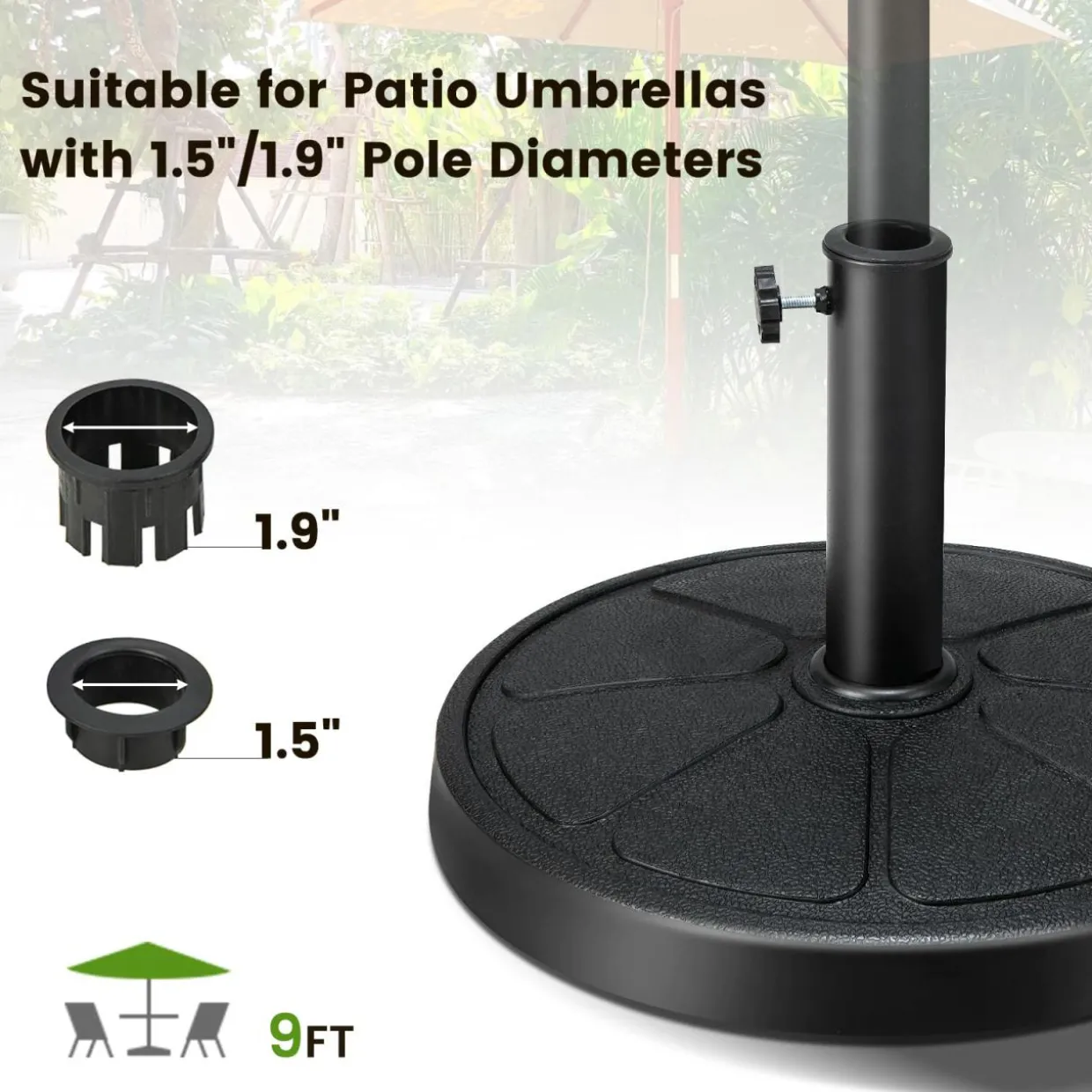 Tangkula Umbrella Base, 31 lbs Capacity Heavy-Duty Patio Outdoor Round Umbrella Stand for 9 ft Umbrella