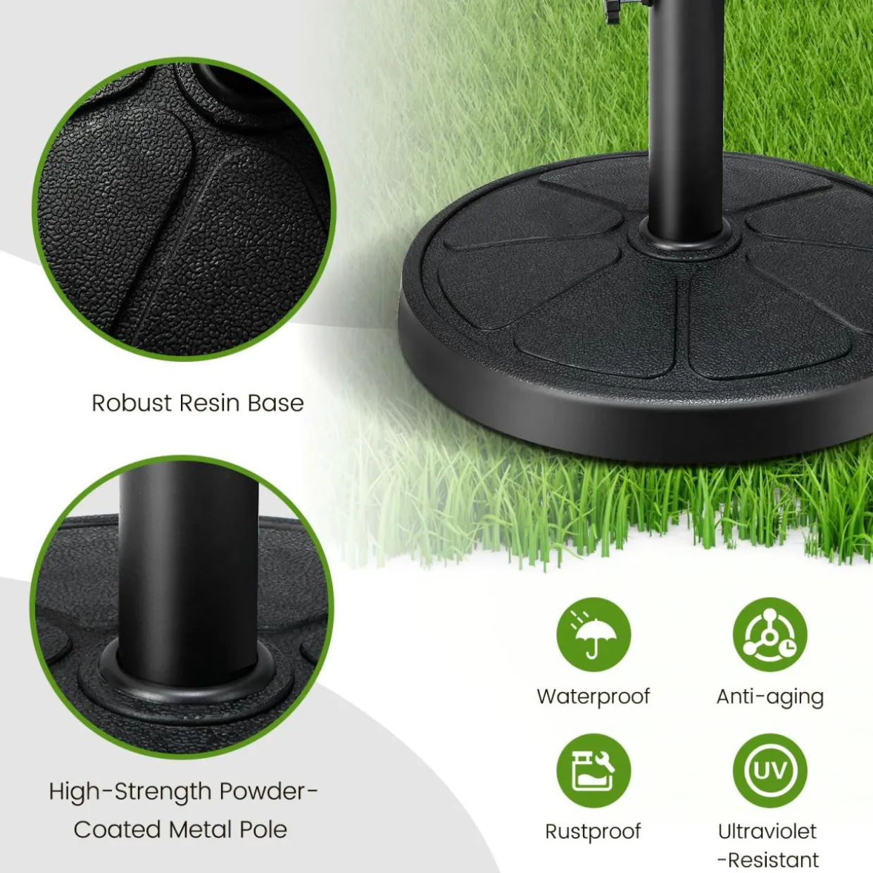 Tangkula Umbrella Base, 31 lbs Capacity Heavy-Duty Patio Outdoor Round Umbrella Stand for 9 ft Umbrella