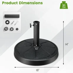 Tangkula Umbrella Base, 31 lbs Capacity Heavy-Duty Patio Outdoor Round Umbrella Stand for 9 ft Umbrella