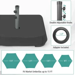 Tangkula Umbrella Base Stand with Sandbags, Heavy Duty Sand Filled Patio Umbrella Holder Base Stand (Stand Only)