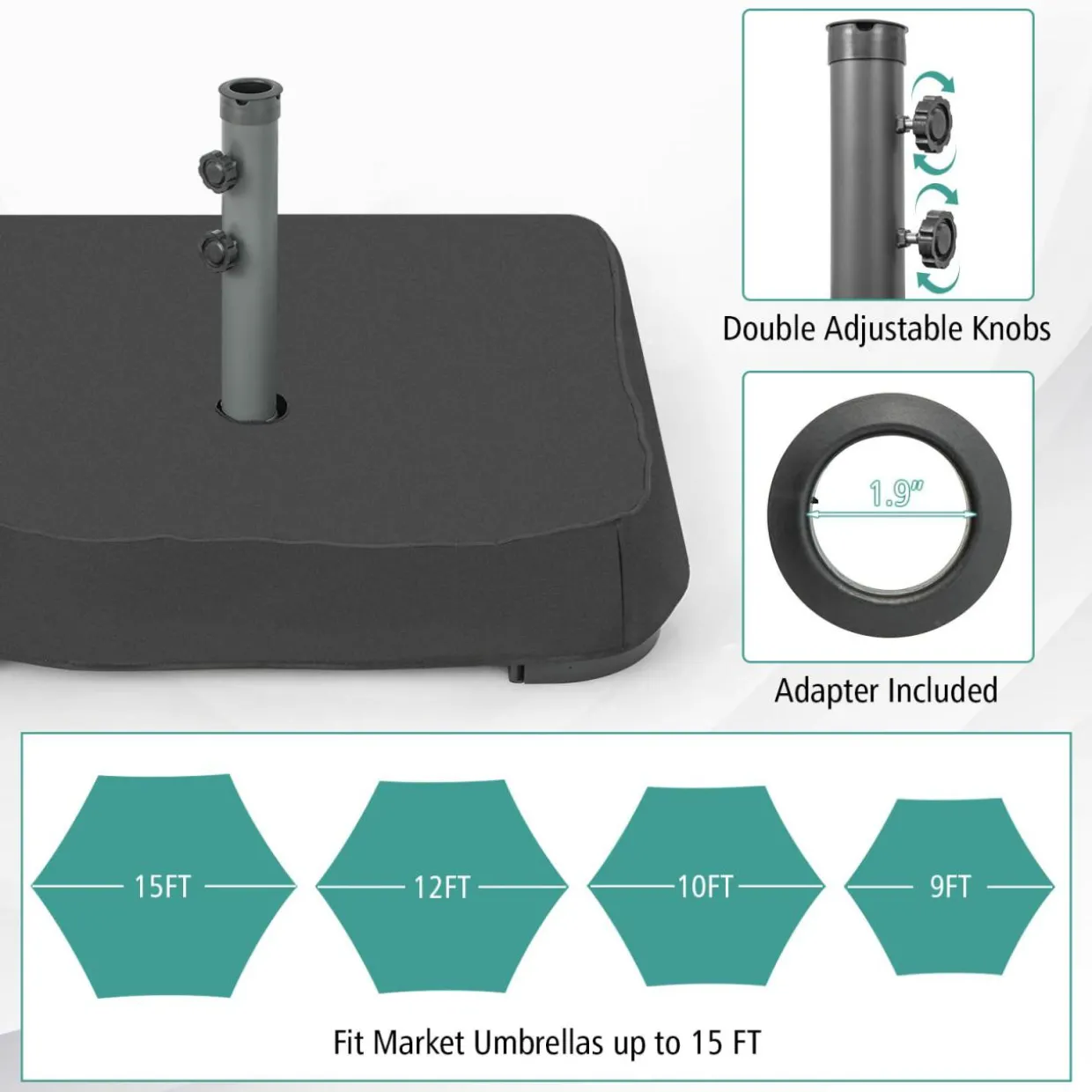 Tangkula Umbrella Base Stand with Sandbags, Heavy Duty Sand Filled Patio Umbrella Holder Base Stand (Stand Only)