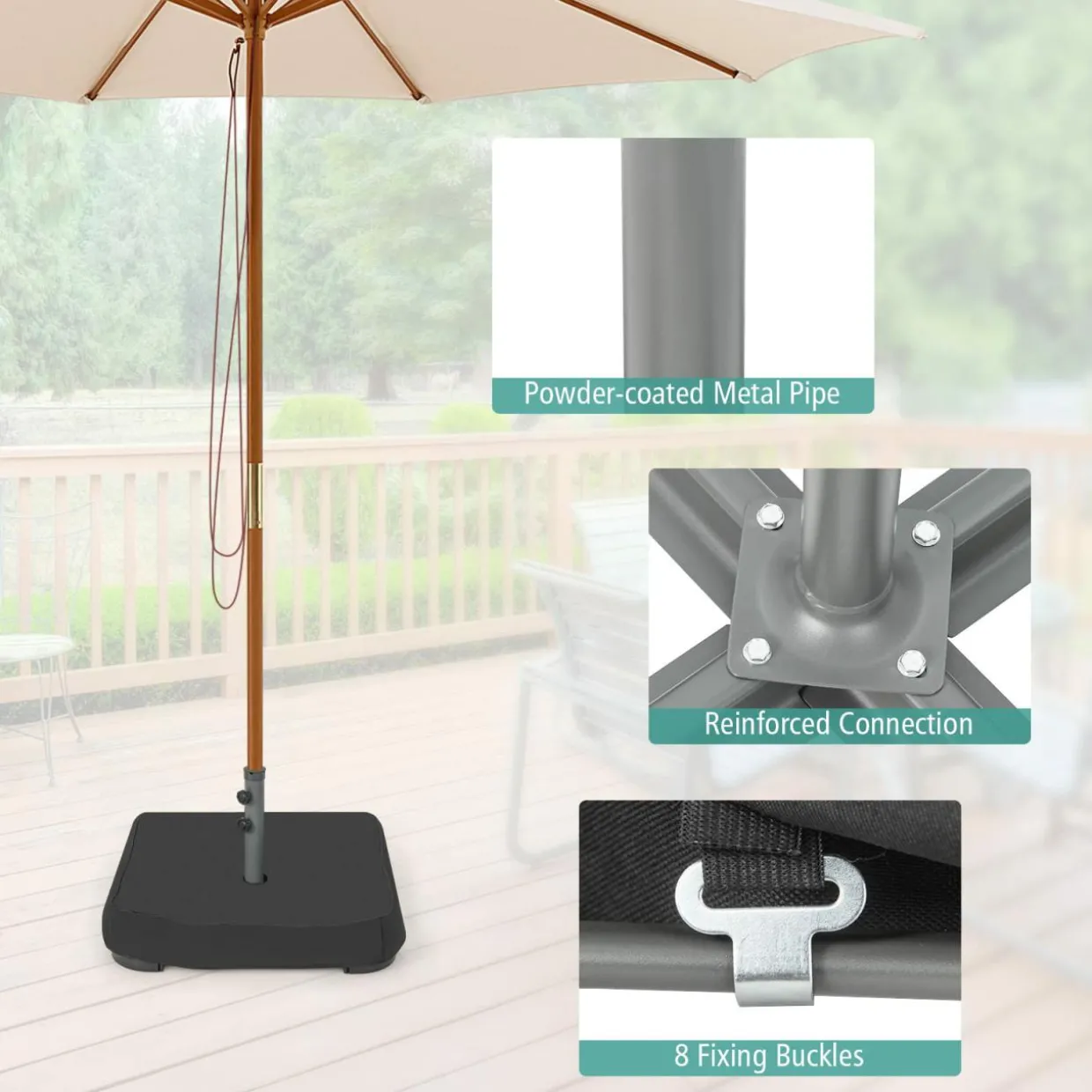 Tangkula Umbrella Base Stand with Sandbags, Heavy Duty Sand Filled Patio Umbrella Holder Base Stand (Stand Only)