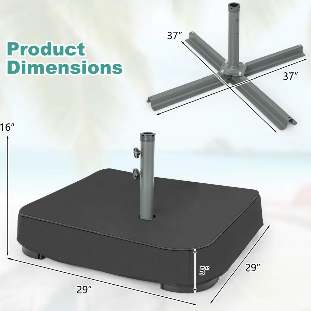 Tangkula Umbrella Base Stand with Sandbags, Heavy Duty Sand Filled Patio Umbrella Holder Base Stand (Stand Only)