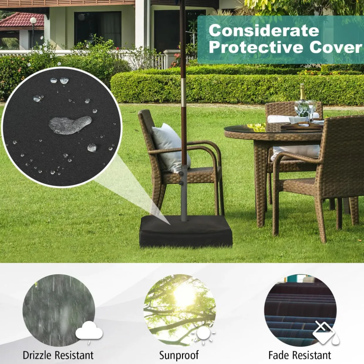 Tangkula Umbrella Base Stand with Sandbags, Heavy Duty Sand Filled Patio Umbrella Holder Base Stand (Stand Only)