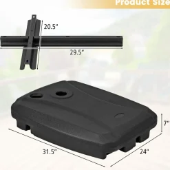 Tangkula Universal Offset Umbrella Base, Water & Sand Filled Heavy Duty Base with Cross Base & Wheels