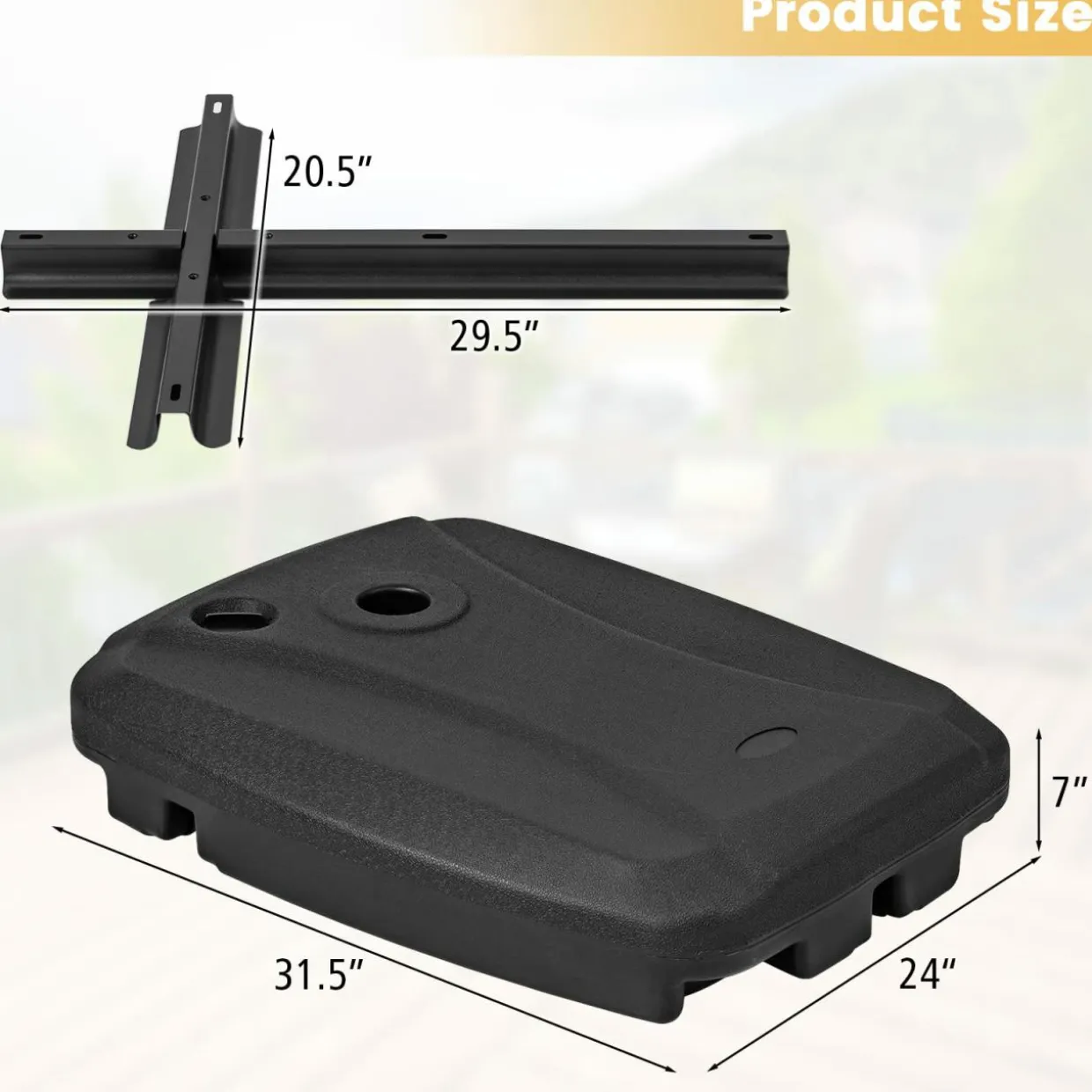 Tangkula Universal Offset Umbrella Base, Water & Sand Filled Heavy Duty Base with Cross Base & Wheels