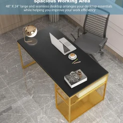 Tangkula Universal Solid One-Piece Table Top, 48 x 24 inch Wood Table Top for Standard & Sit to Stand Desk Frame