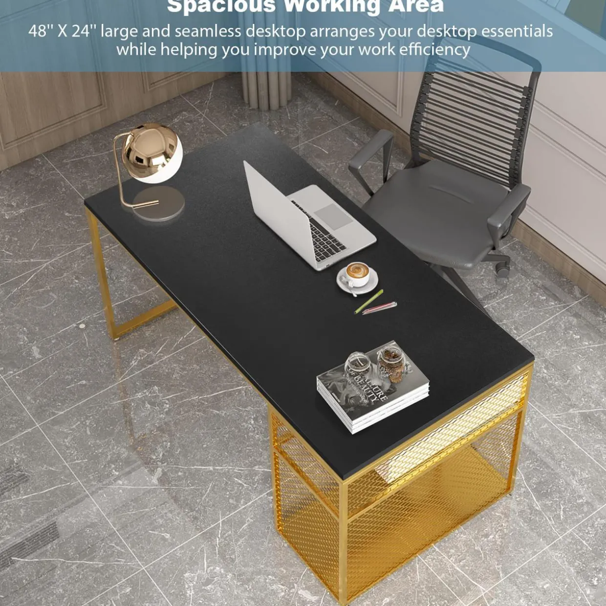 Tangkula Universal Solid One-Piece Table Top, 48 x 24 inch Wood Table Top for Standard & Sit to Stand Desk Frame