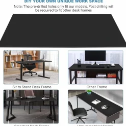 Tangkula Universal Solid One-Piece Table Top, 48 x 24 inch Wood Table Top for Standard & Sit to Stand Desk Frame