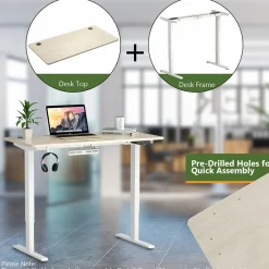 Tangkula Universal Wood Table Top, 48 x 30 inch Solid One-Piece Desktop for Standard & Sit to Stand Desk Frame