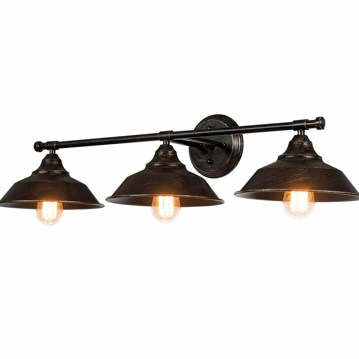 Tangkula Vanity Light, 3 Light Wall Sconce, Industrial Metal Wall Mount Lamp(Black)